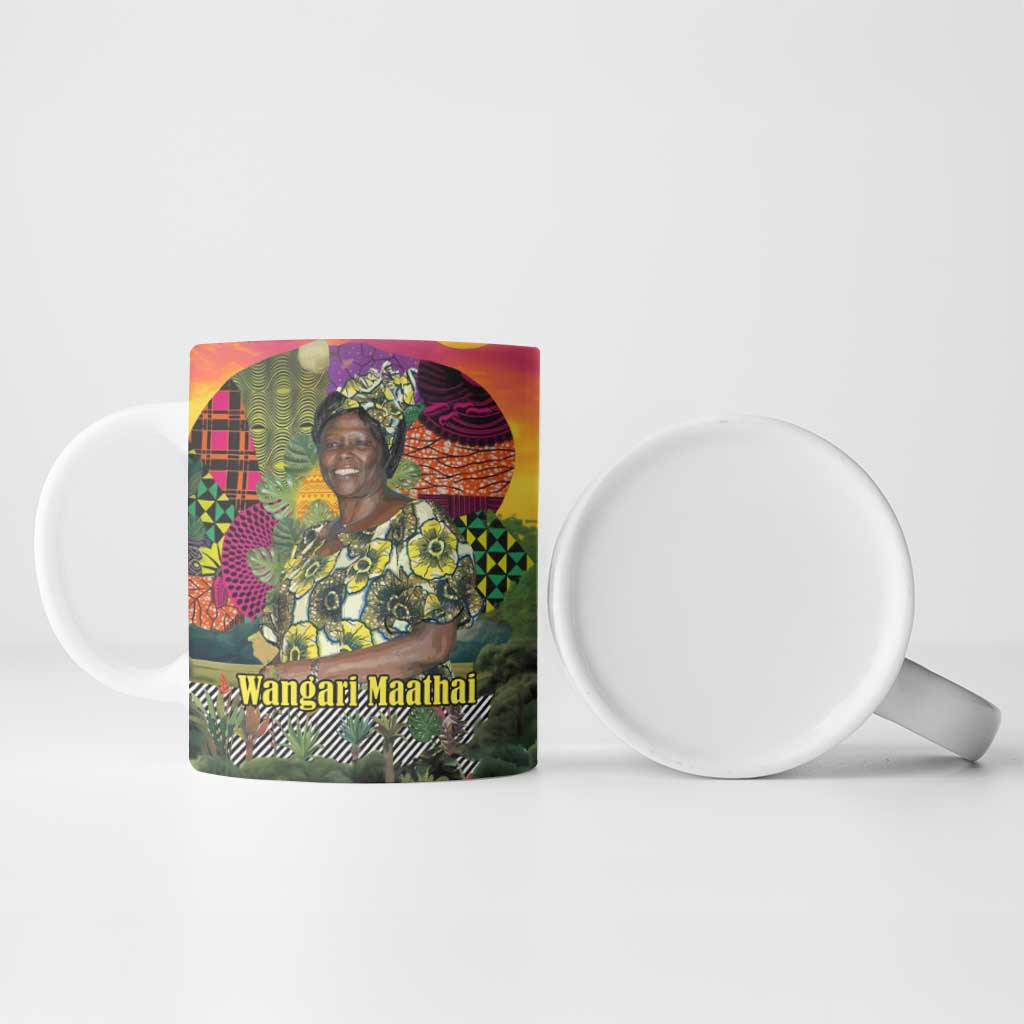 Wangari Maathai Ceramic Mug Colorful Nature-Inspired Design Empowerment Quote African Print Environmental - African Pride