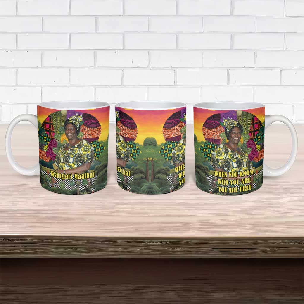 Wangari Maathai Ceramic Mug Colorful Nature-Inspired Design Empowerment Quote African Print Environmental - African Pride