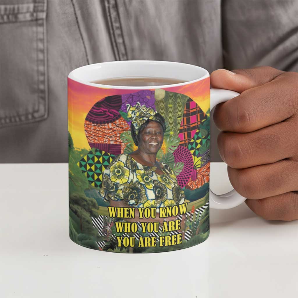 Wangari Maathai Ceramic Mug Colorful Nature-Inspired Design Empowerment Quote African Print Environmental - African Pride