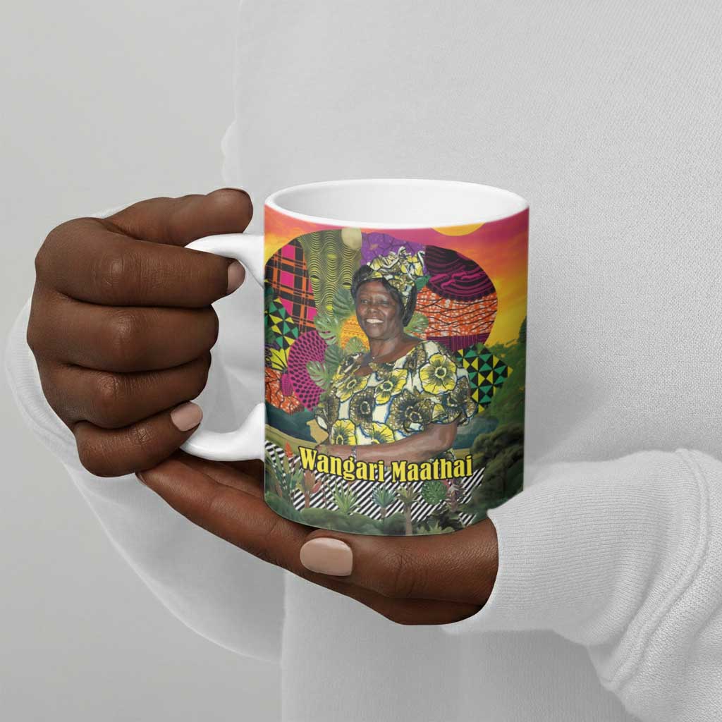 Wangari Maathai Ceramic Mug Colorful Nature-Inspired Design Empowerment Quote African Print Environmental - African Pride