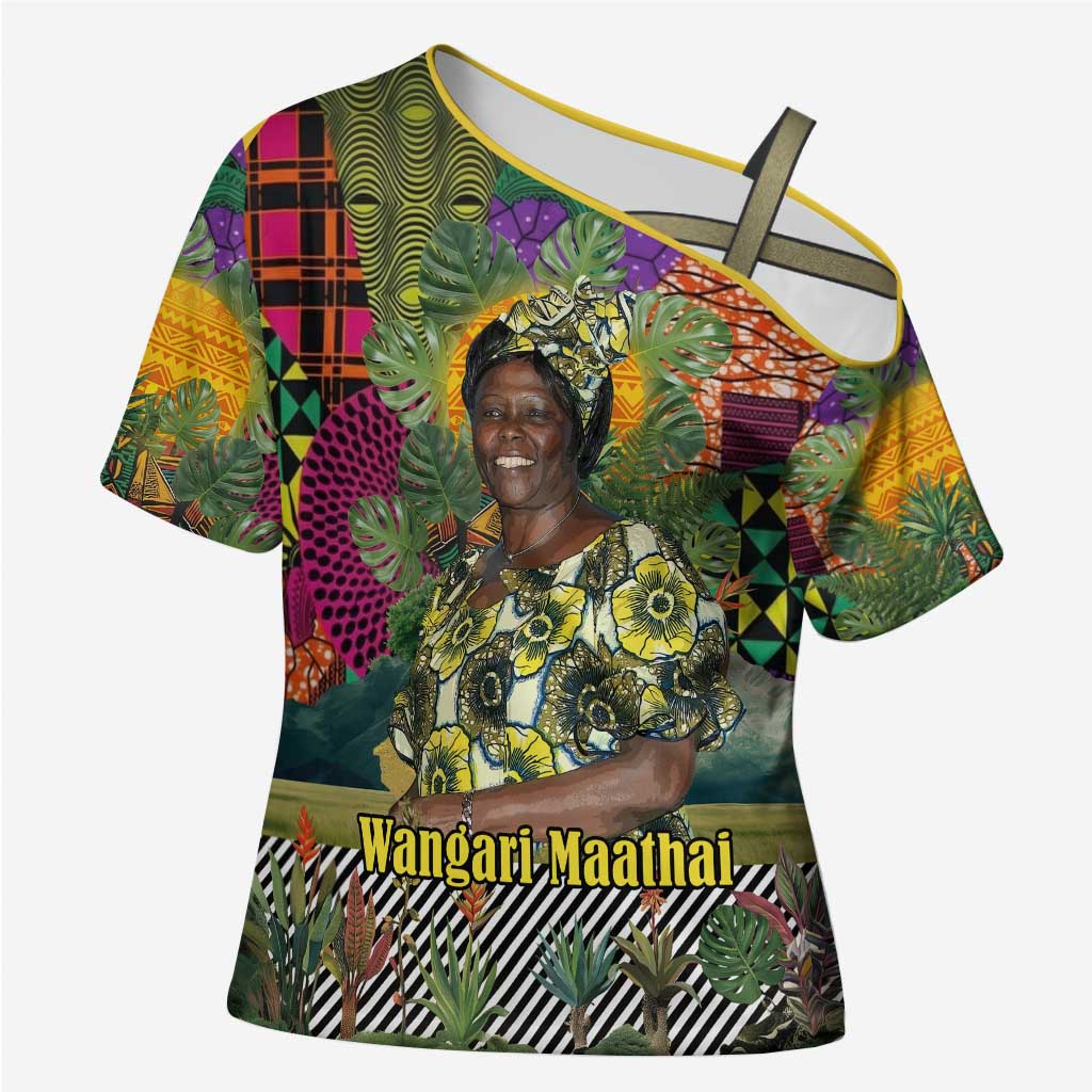 Wangari Maathai Cross Shoulder Shirt Colorful Nature-Inspired Design Empowerment Quote African Print Environmental - African Pride