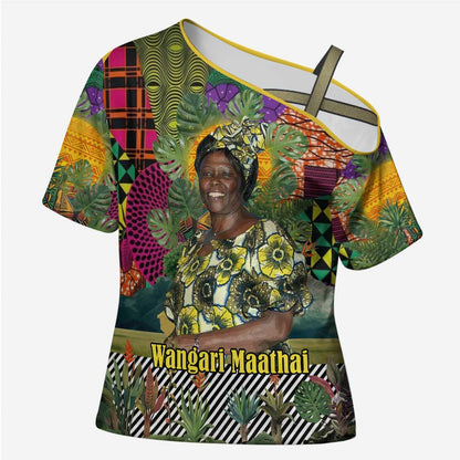 Wangari Maathai Cross Shoulder Shirt Colorful Nature-Inspired Design Empowerment Quote African Print Environmental - African Pride