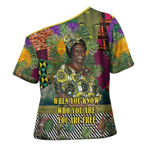 Wangari Maathai Cross Shoulder Shirt Colorful Nature-Inspired Design Empowerment Quote African Print Environmental - African Pride