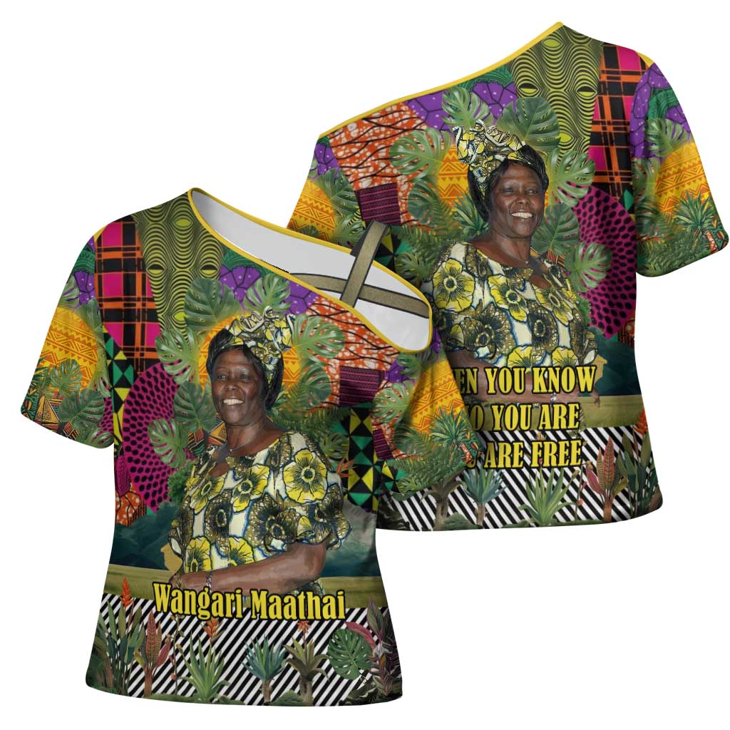 Wangari Maathai Cross Shoulder Shirt Colorful Nature-Inspired Design Empowerment Quote African Print Environmental - African Pride