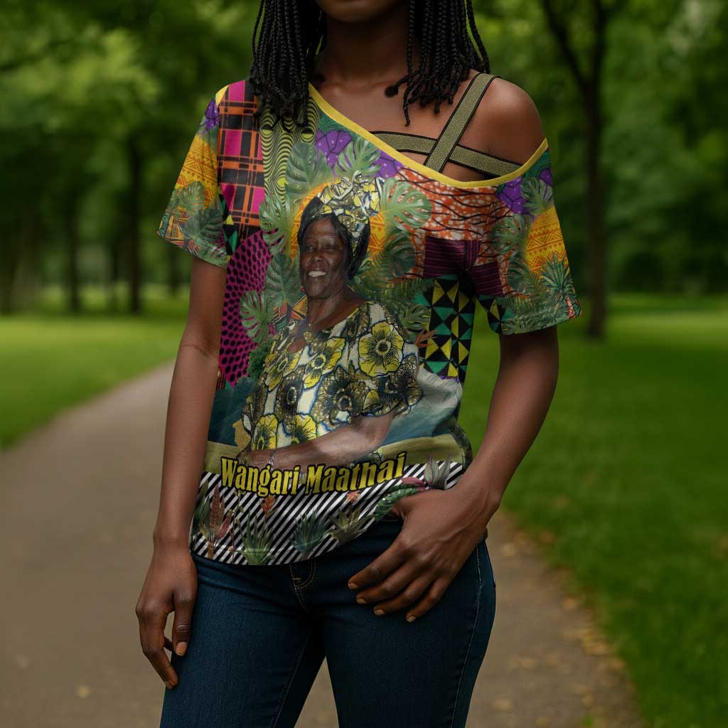 Wangari Maathai Cross Shoulder Shirt Colorful Nature-Inspired Design Empowerment Quote African Print Environmental - African Pride