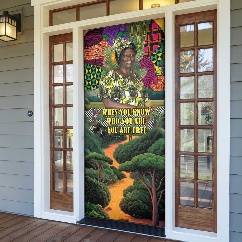 Wangari Maathai Door Cover Colorful Nature-Inspired Design Empowerment Quote African Print Environmental - African Pride