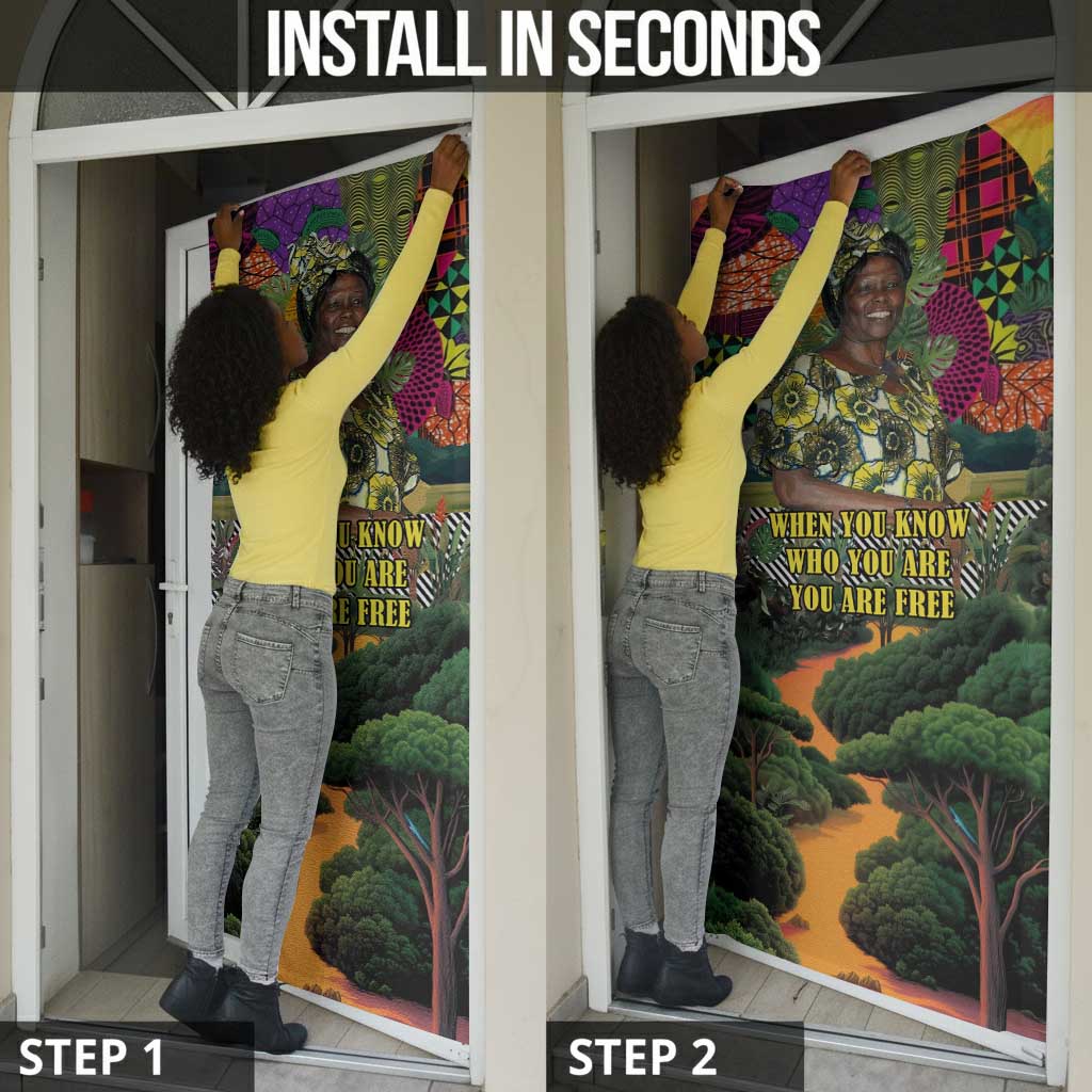 Wangari Maathai Door Cover Colorful Nature-Inspired Design Empowerment Quote African Print Environmental - African Pride