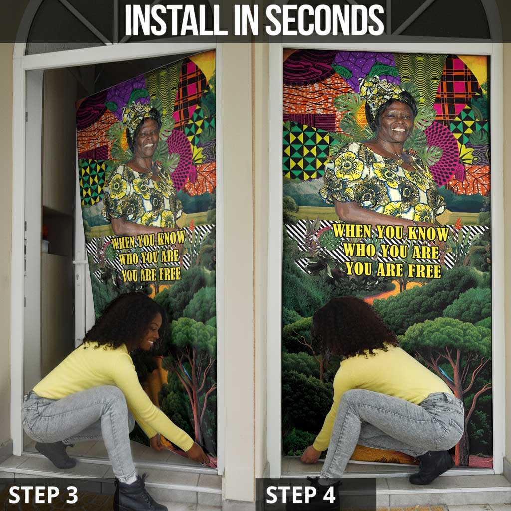 Wangari Maathai Door Cover Colorful Nature-Inspired Design Empowerment Quote African Print Environmental - African Pride