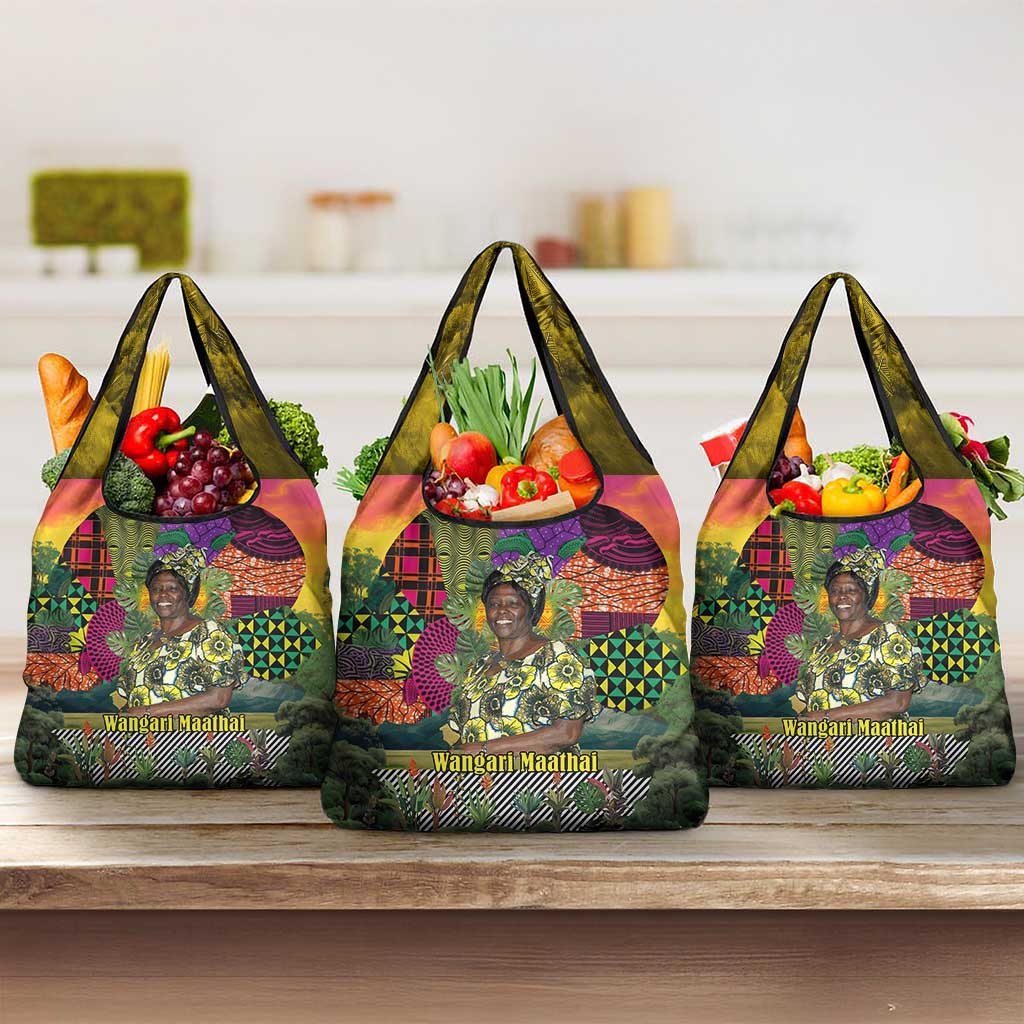 Wangari Maathai Grocery Bag Colorful Nature-Inspired Design Empowerment Quote African Print Environmental - African Pride