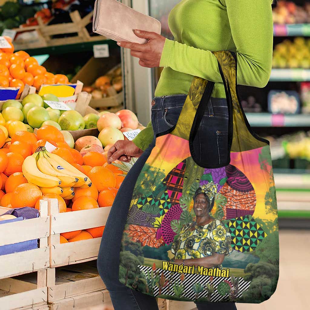 Wangari Maathai Grocery Bag Colorful Nature-Inspired Design Empowerment Quote African Print Environmental - African Pride