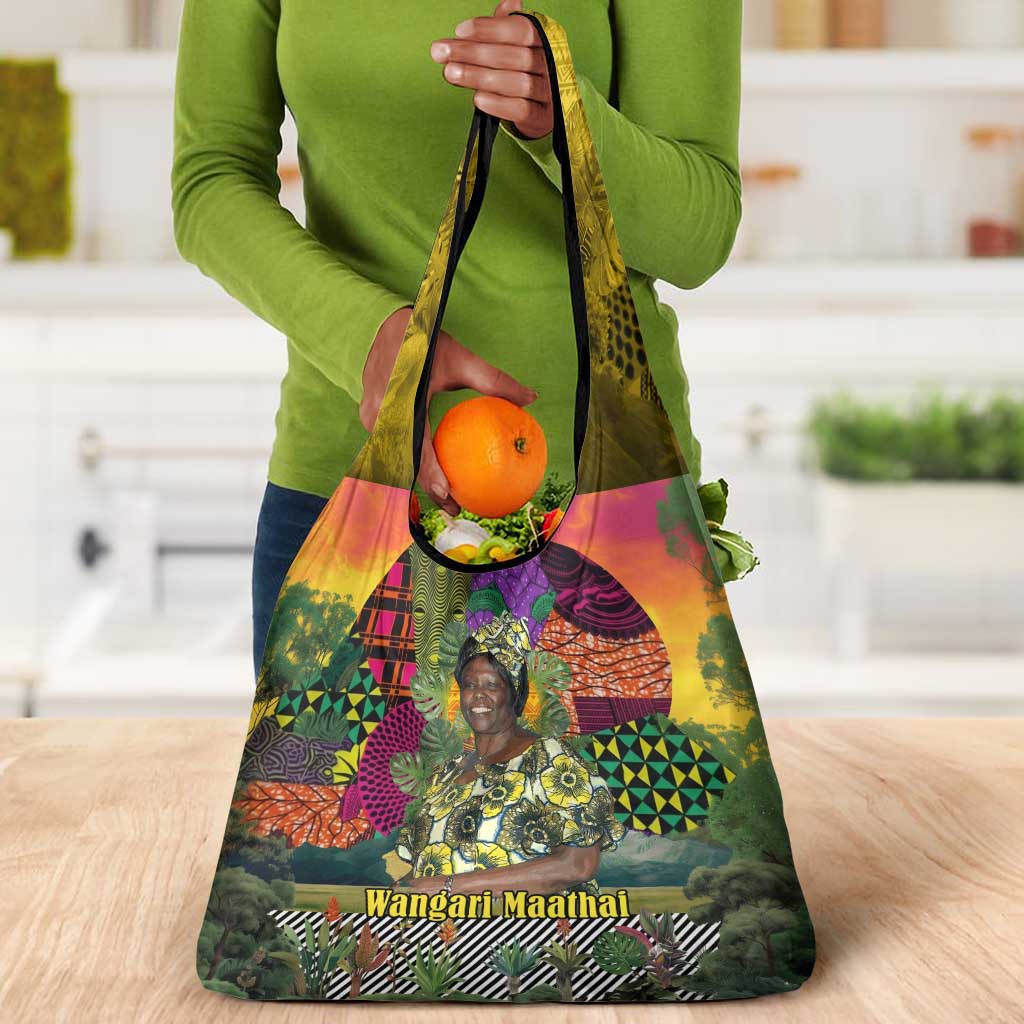 Wangari Maathai Grocery Bag Colorful Nature-Inspired Design Empowerment Quote African Print Environmental - African Pride
