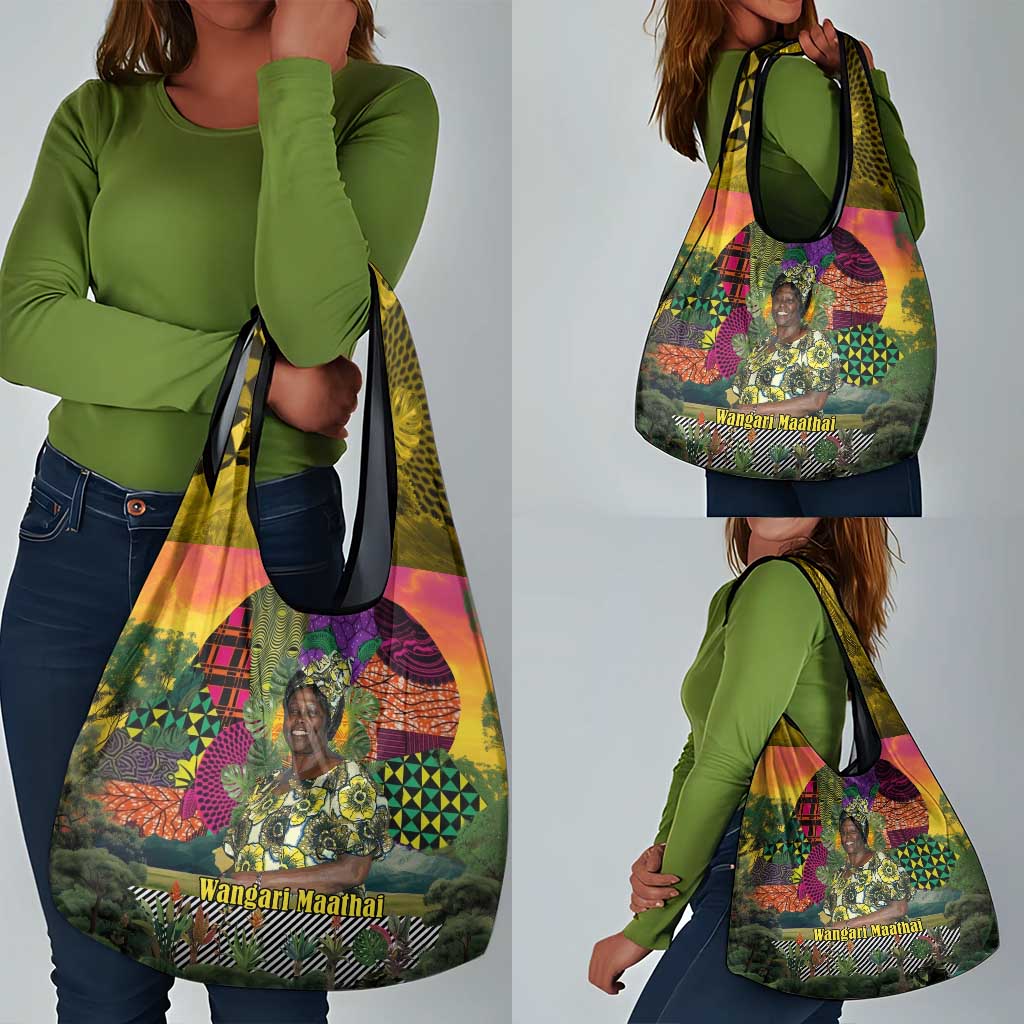 Wangari Maathai Grocery Bag Colorful Nature-Inspired Design Empowerment Quote African Print Environmental - African Pride