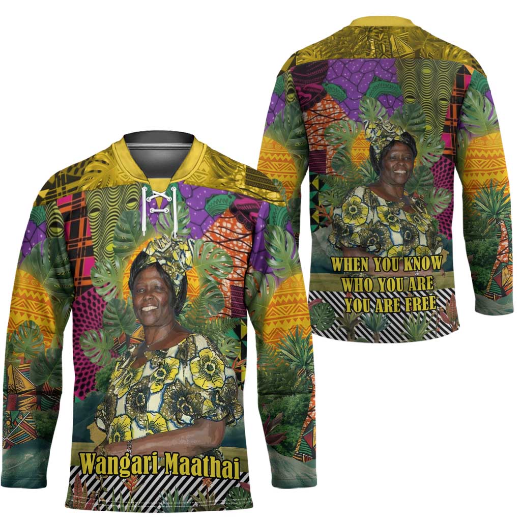 Wangari Maathai Hockey Jersey Colorful Nature-Inspired Design Empowerment Quote African Print Environmental - African Pride