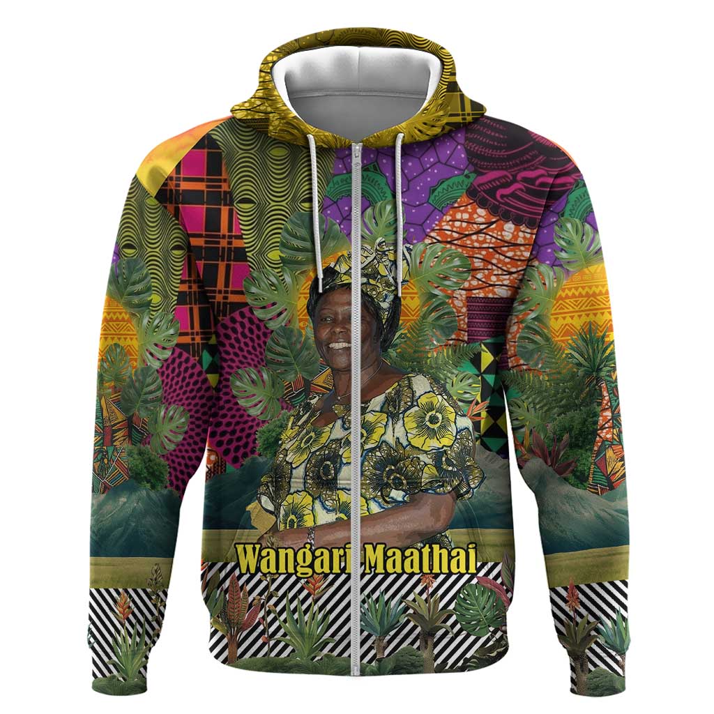 Wangari Maathai Hoodie Colorful Nature-Inspired Design Empowerment Quote African Print Environmental - African Pride
