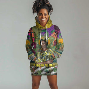 Wangari Maathai Hoodie Dress Colorful Nature-Inspired Design Empowerment Quote African Print Environmental - African Pride