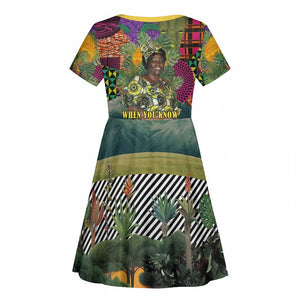Wangari Maathai Kid Short Sleeve Dress Colorful Nature-Inspired Design Empowerment Quote African Print Environmental - African Pride