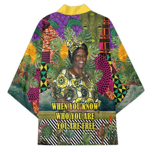 Wangari Maathai Kimono Colorful Nature-Inspired Design Empowerment Quote African Print Environmental - African Pride