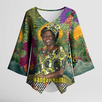 Wangari Maathai Kimono Sleeve Blouse Colorful Nature-Inspired Design Empowerment Quote African Print Environmental - African Pride