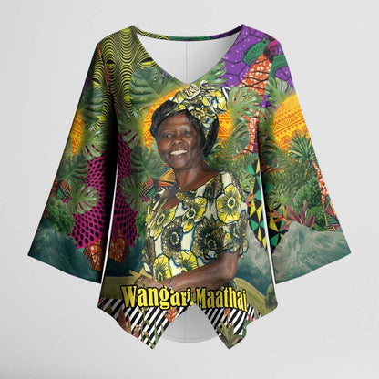 Wangari Maathai Kimono Sleeve Blouse Colorful Nature-Inspired Design Empowerment Quote African Print Environmental - African Pride