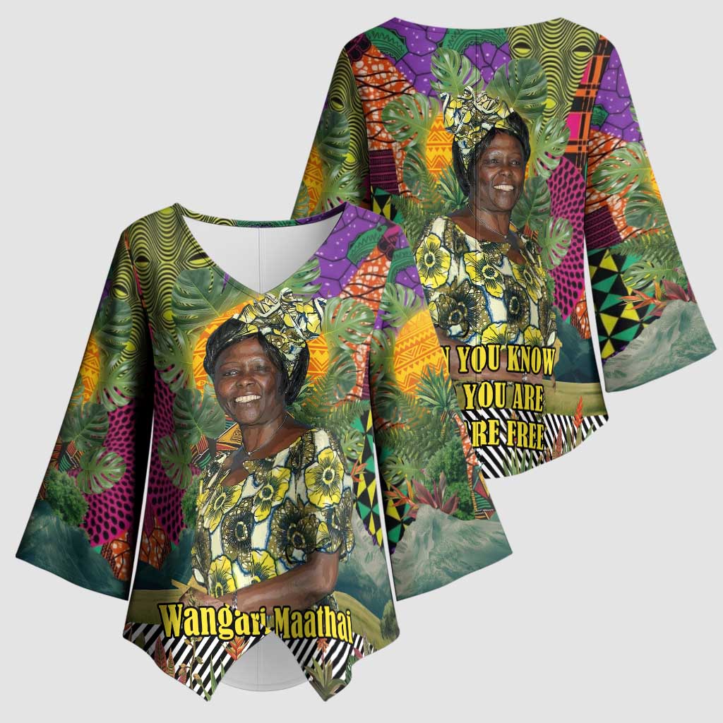 Wangari Maathai Kimono Sleeve Blouse Colorful Nature-Inspired Design Empowerment Quote African Print Environmental - African Pride