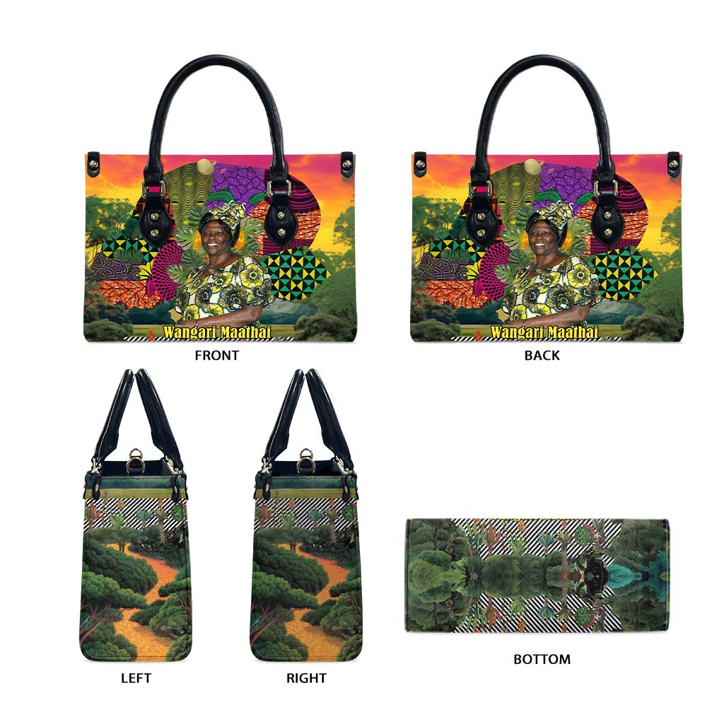 Wangari Maathai Leather Bag Colorful Nature-Inspired Design Empowerment Quote African Print Environmental - African Pride