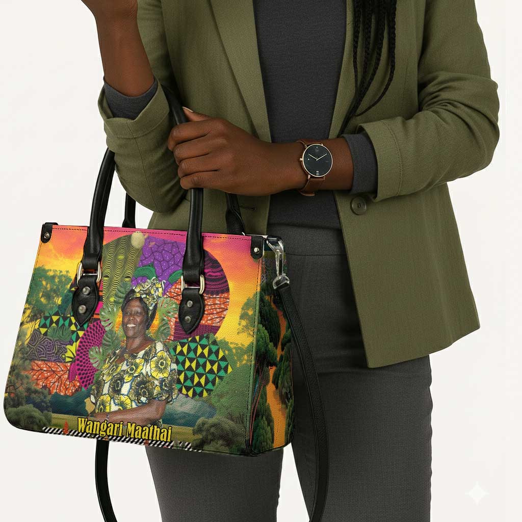 Wangari Maathai Leather Bag Colorful Nature-Inspired Design Empowerment Quote African Print Environmental - African Pride