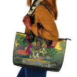 Wangari Maathai Leather Tote Bag Colorful Nature-Inspired Design Empowerment Quote African Print Environmental - African Pride