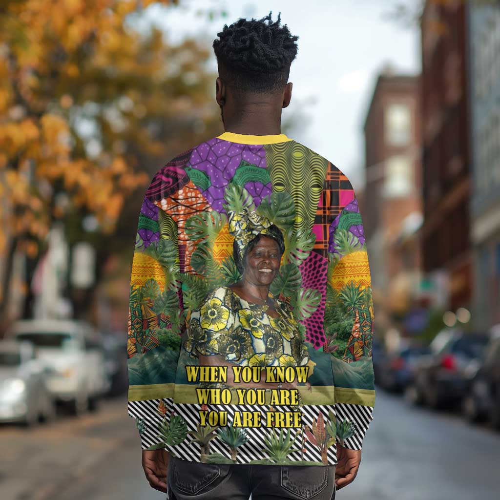 Wangari Maathai Long Sleeve Shirt Colorful Nature-Inspired Design Empowerment Quote African Print Environmental - African Pride