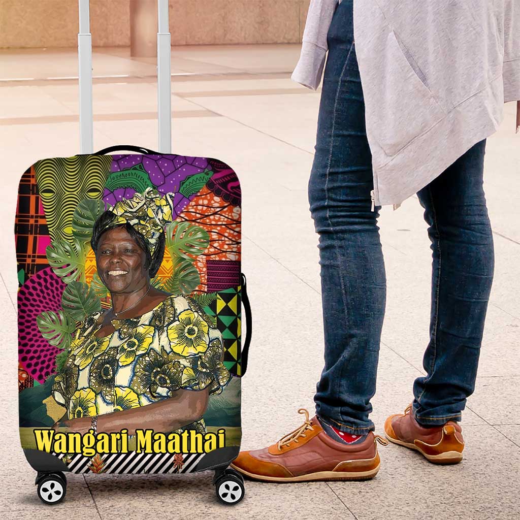 Wangari Maathai Luggage Cover Colorful Nature-Inspired Design Empowerment Quote African Print Environmental - African Pride