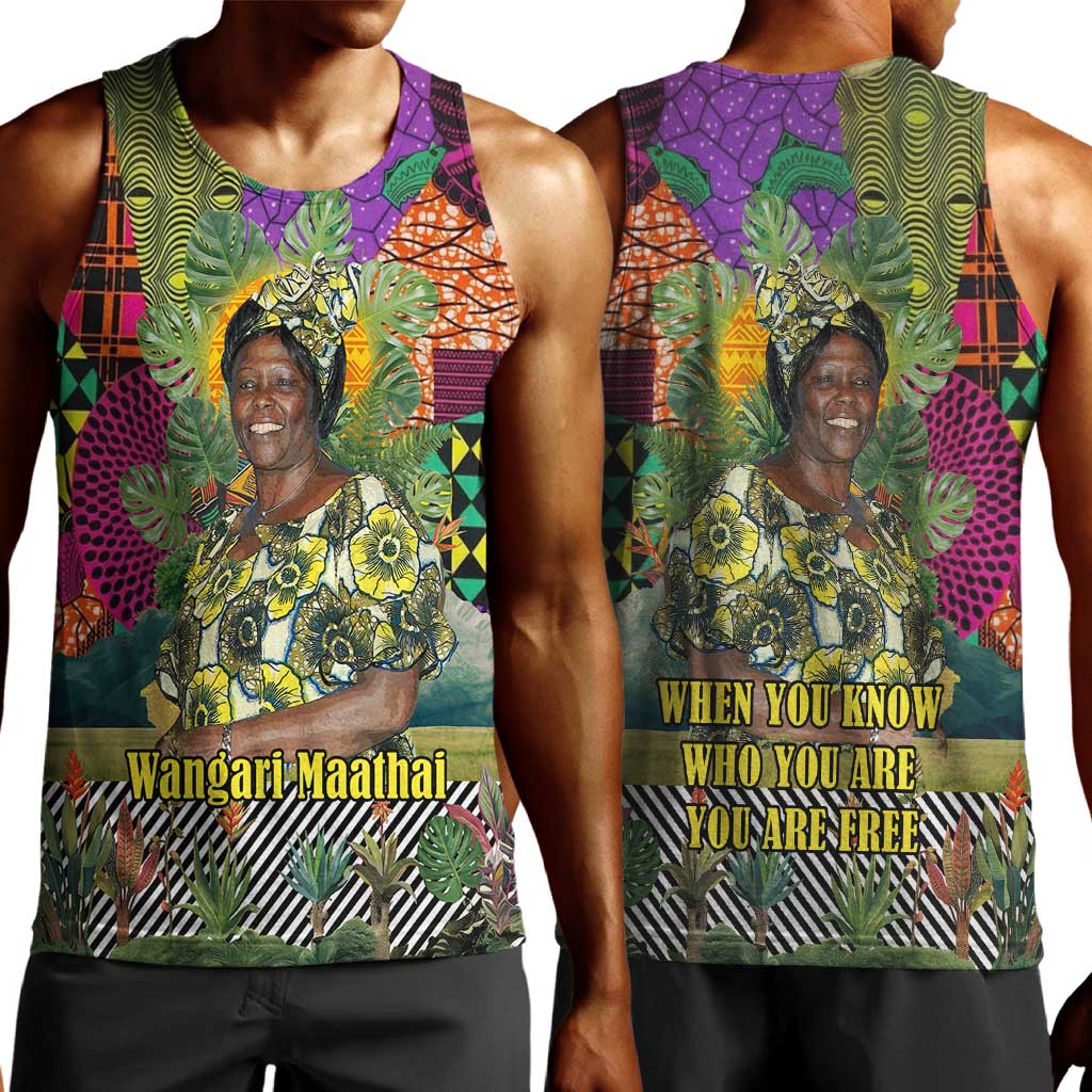 Wangari Maathai Men Tank Top Colorful Nature-Inspired Design Empowerment Quote African Print Environmental - African Pride