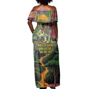 Wangari Maathai Off Shoulder Maxi Dress Colorful Nature-Inspired Design Empowerment Quote African Print Environmental - African Pride