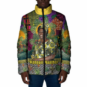 Wangari Maathai Padded Jacket Colorful Nature-Inspired Design Empowerment Quote African Print Environmental - African Pride