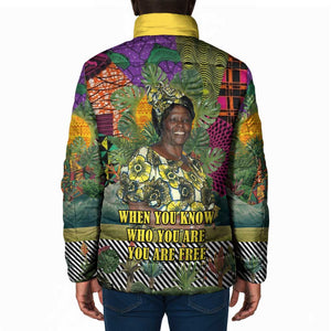 Wangari Maathai Padded Jacket Colorful Nature-Inspired Design Empowerment Quote African Print Environmental - African Pride