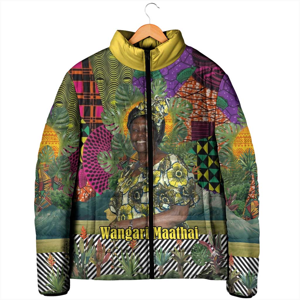 Wangari Maathai Padded Jacket Colorful Nature-Inspired Design Empowerment Quote African Print Environmental - African Pride