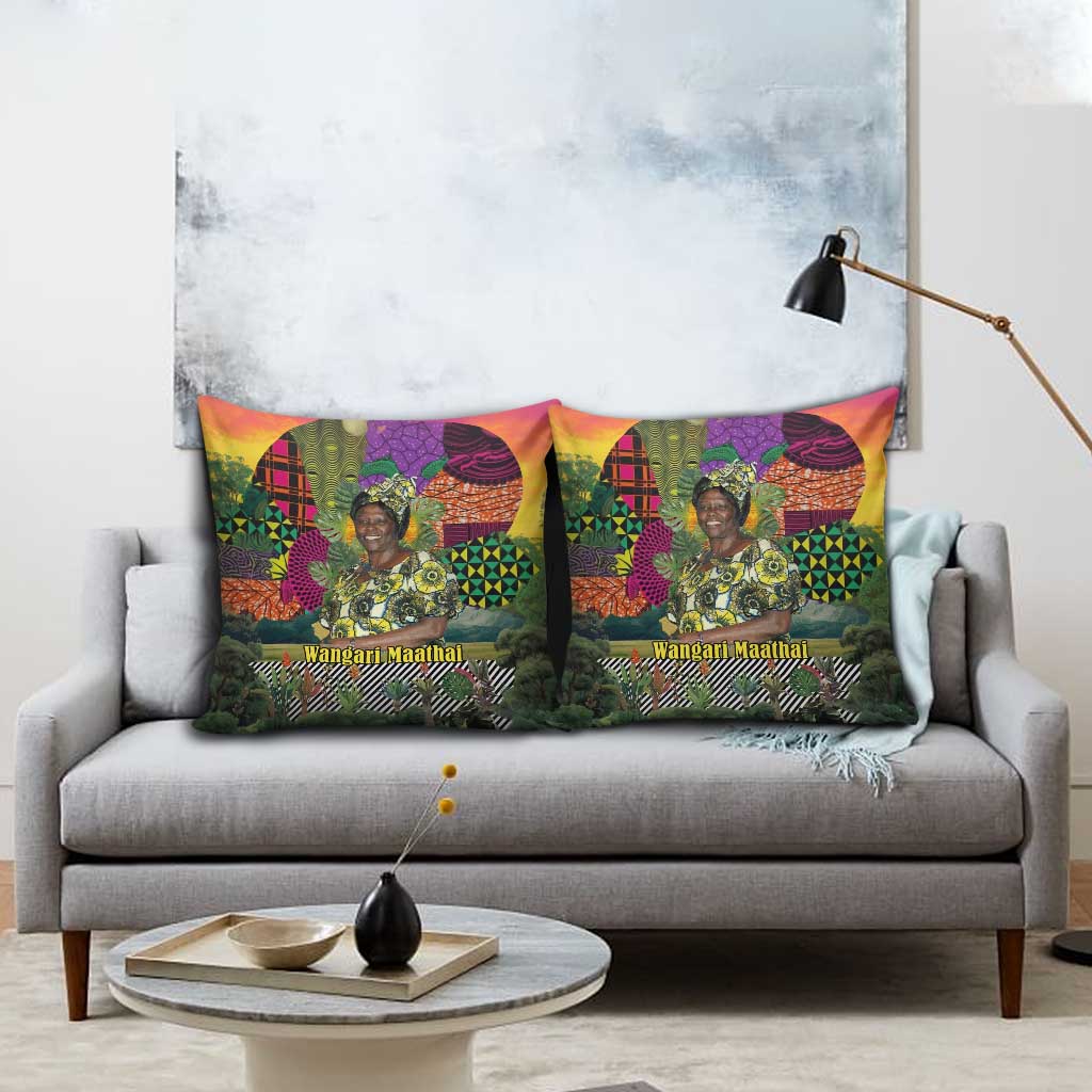 Wangari Maathai Pillow Cover Colorful Nature-Inspired Design Empowerment Quote African Print Environmental - African Pride