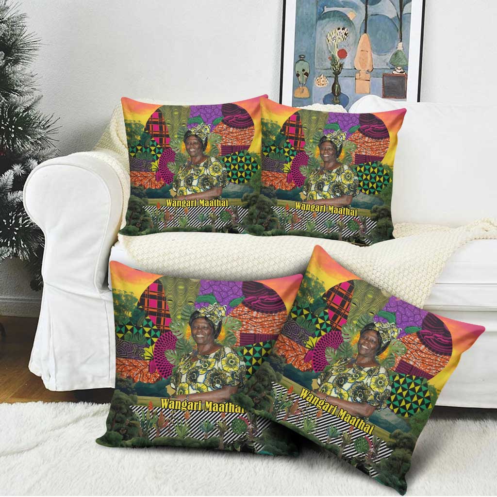 Wangari Maathai Pillow Cover Colorful Nature-Inspired Design Empowerment Quote African Print Environmental - African Pride