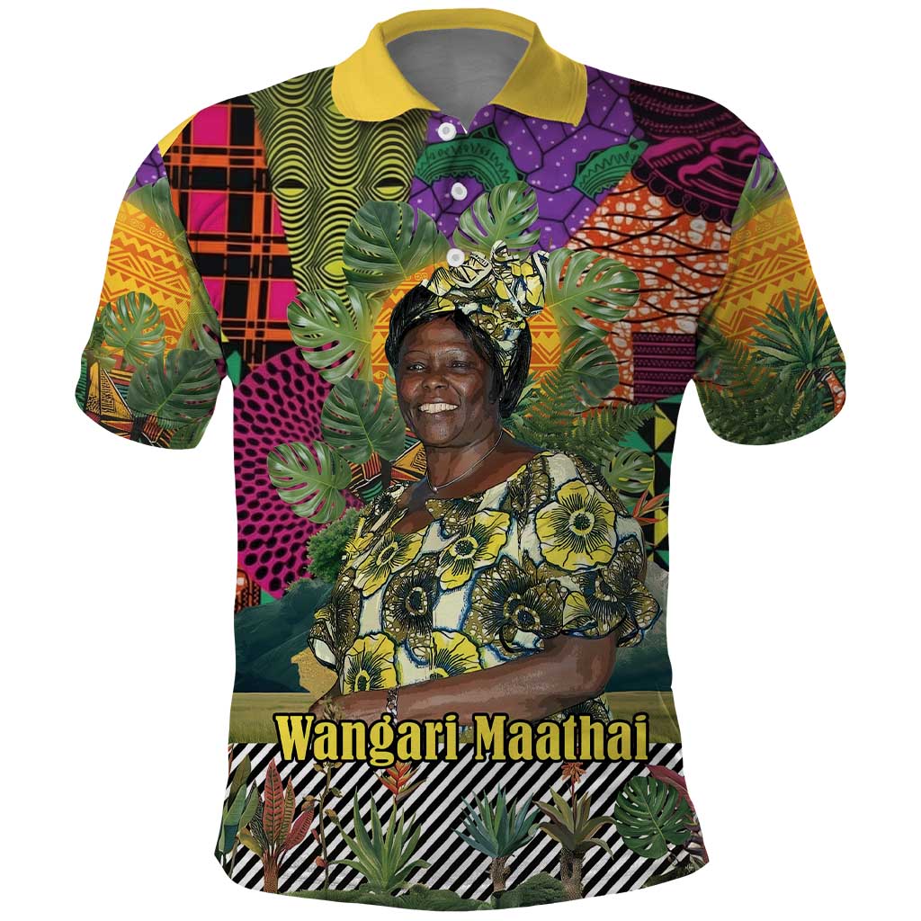 Wangari Maathai Polo Shirt Colorful Nature-Inspired Design Empowerment Quote African Print Environmental - African Pride