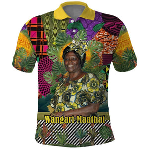 Wangari Maathai Polo Shirt Colorful Nature-Inspired Design Empowerment Quote African Print Environmental - African Pride