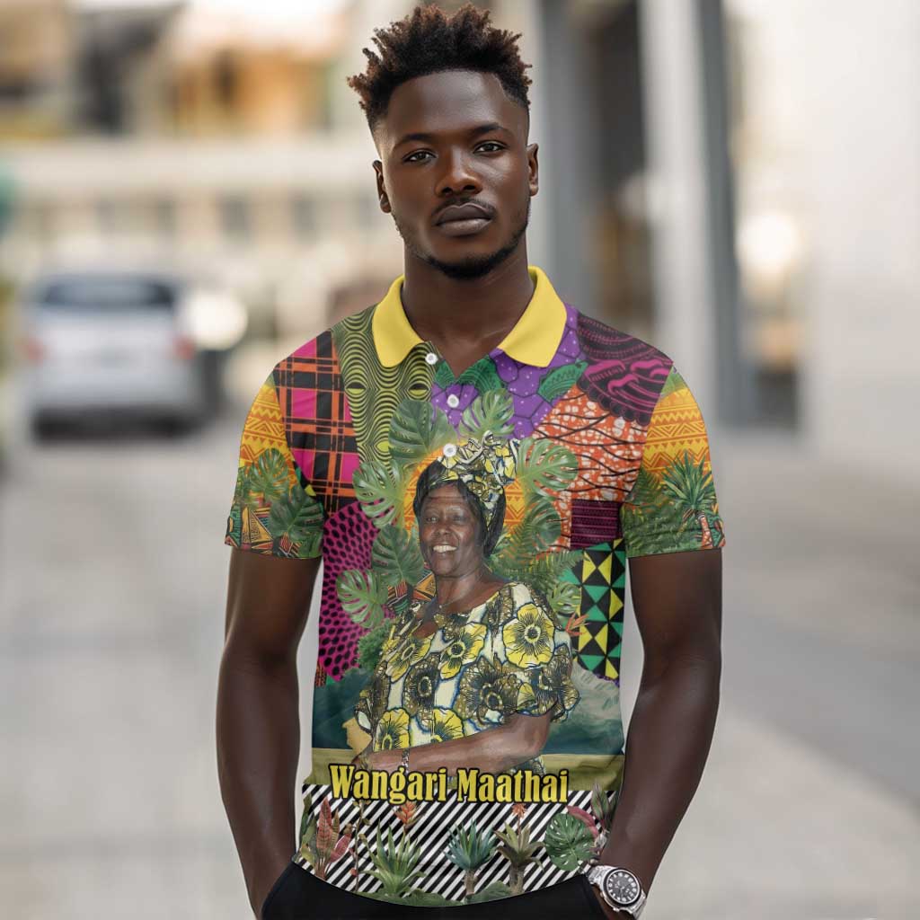 Wangari Maathai Polo Shirt Colorful Nature-Inspired Design Empowerment Quote African Print Environmental - African Pride