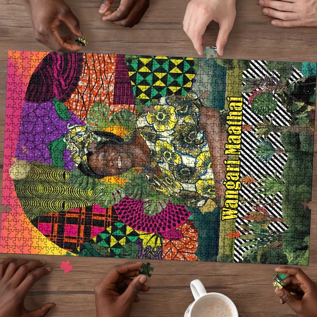 Wangari Maathai Puzzle Colorful Nature-Inspired Design Empowerment Quote African Print Environmental - African Pride