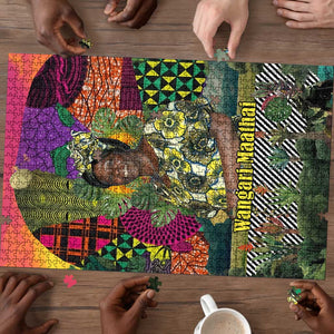 Wangari Maathai Puzzle Colorful Nature-Inspired Design Empowerment Quote African Print Environmental - African Pride