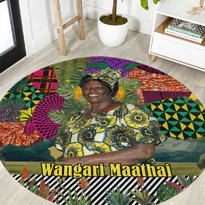Wangari Maathai Round Carpet Colorful Nature-Inspired Design Empowerment Quote African Print Environmental - African Pride