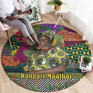 Wangari Maathai Round Carpet Colorful Nature-Inspired Design Empowerment Quote African Print Environmental - African Pride