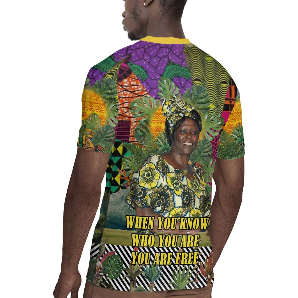 Wangari Maathai Rugby Jersey Colorful Nature-Inspired Design Empowerment Quote African Print Environmental - African Pride