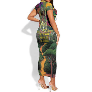 Wangari Maathai Short Sleeve Bodycon Dress Colorful Nature-Inspired Design Empowerment Quote African Print Environmental - African Pride