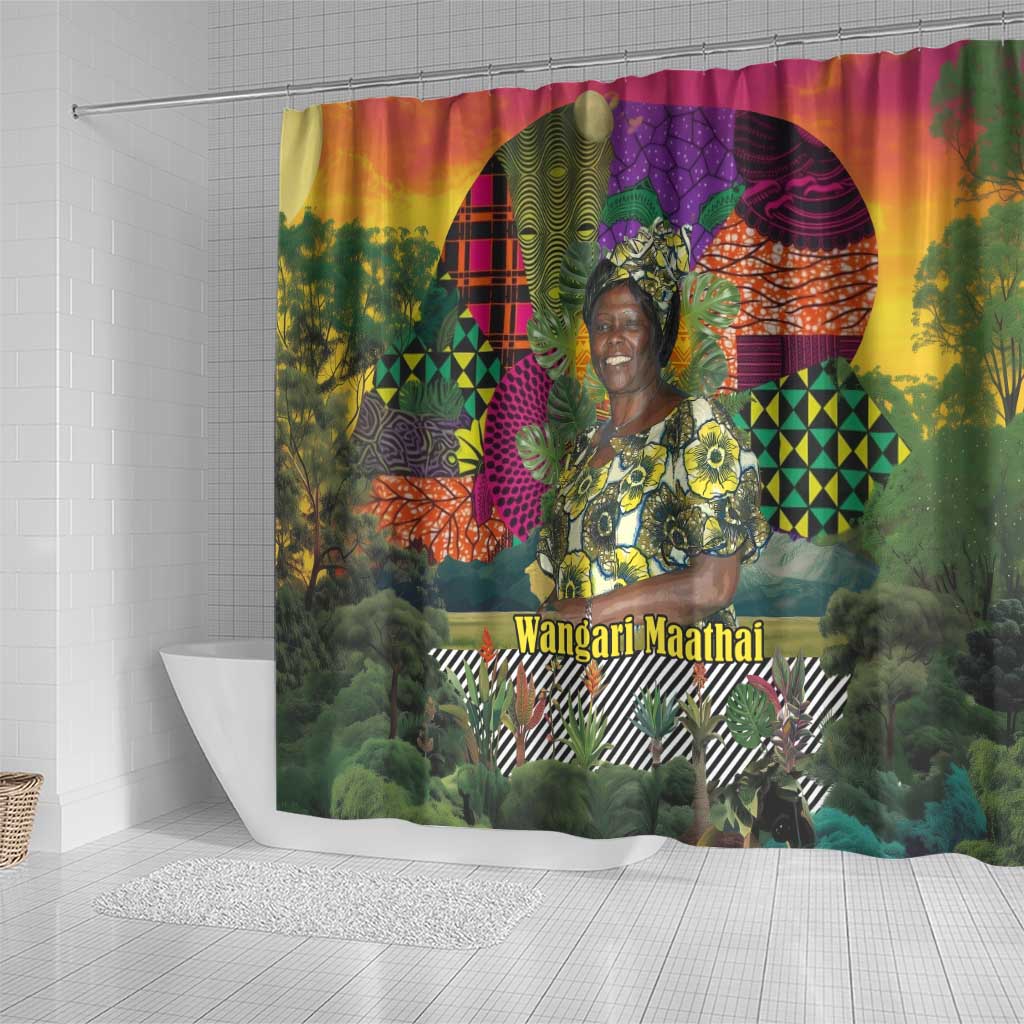 Wangari Maathai Shower Curtain Colorful Nature-Inspired Design Empowerment Quote African Print Environmental - African Pride