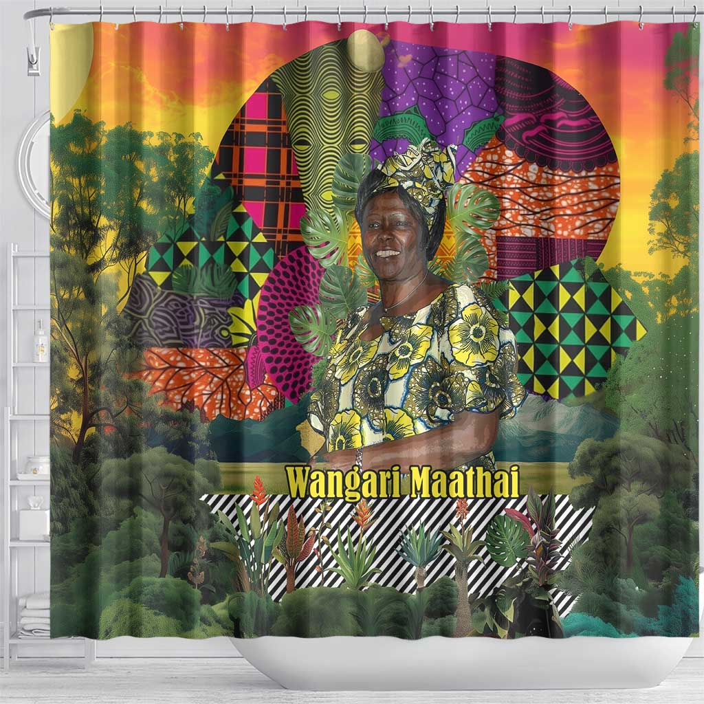 Wangari Maathai Shower Curtain Colorful Nature-Inspired Design Empowerment Quote African Print Environmental - African Pride