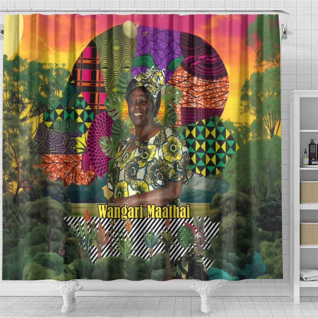Wangari Maathai Shower Curtain Colorful Nature-Inspired Design Empowerment Quote African Print Environmental - African Pride