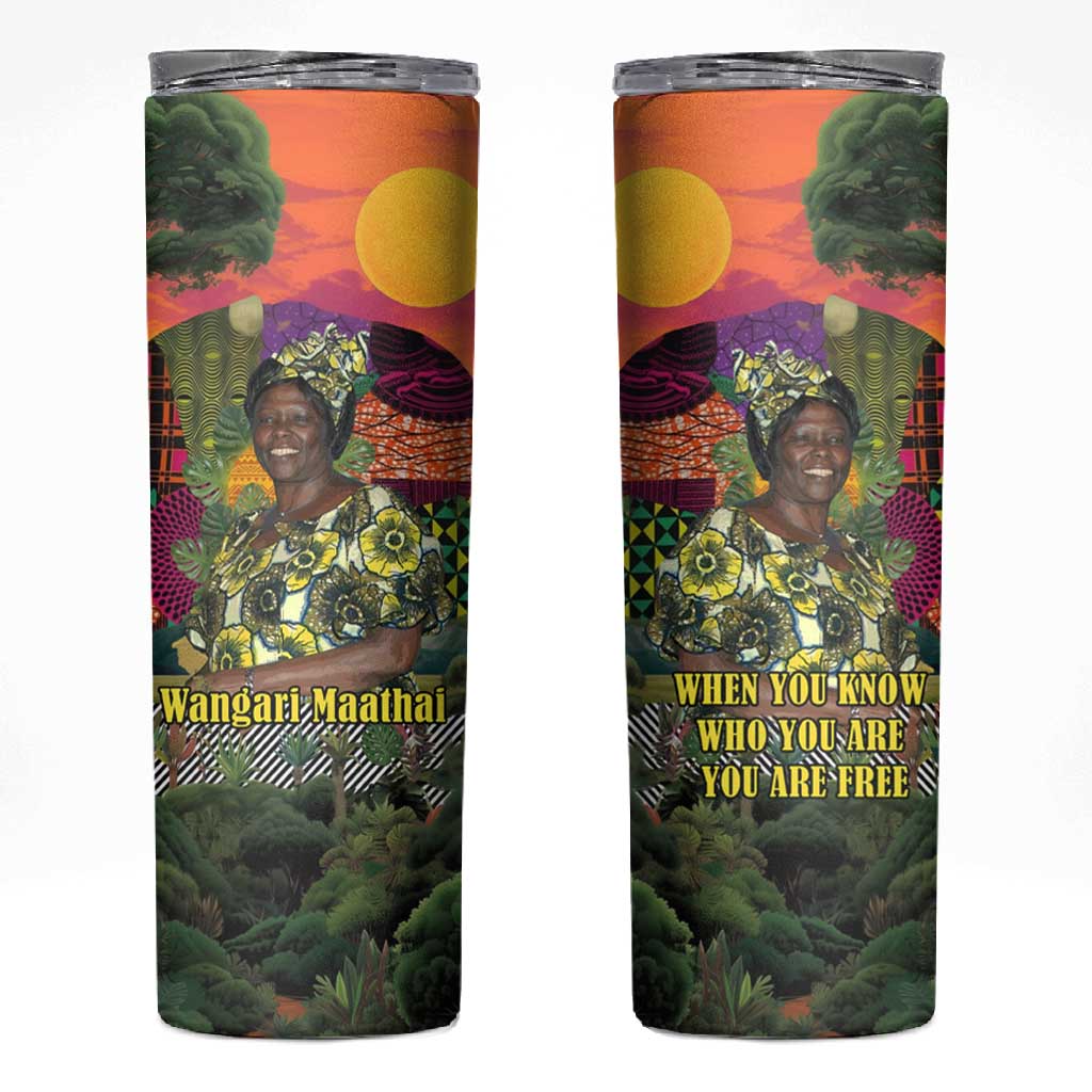 Wangari Maathai Skinny Tumbler Colorful Nature-Inspired Design Empowerment Quote African Print Environmental - African Pride