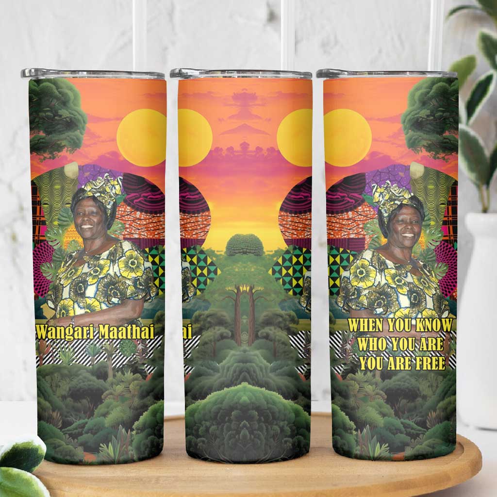 Wangari Maathai Skinny Tumbler Colorful Nature-Inspired Design Empowerment Quote African Print Environmental - African Pride